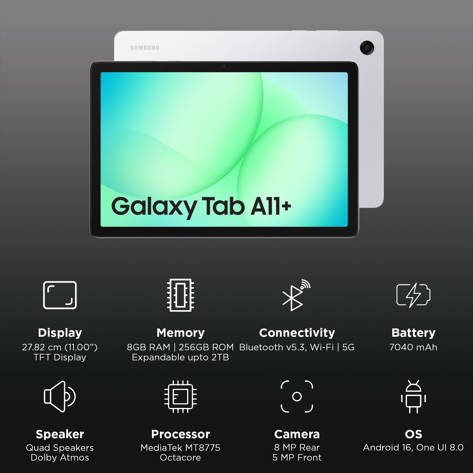 Buy SAMSUNG Galaxy Tab A11 Plus Wi-Fi+5G Android Tablet (11 Inch